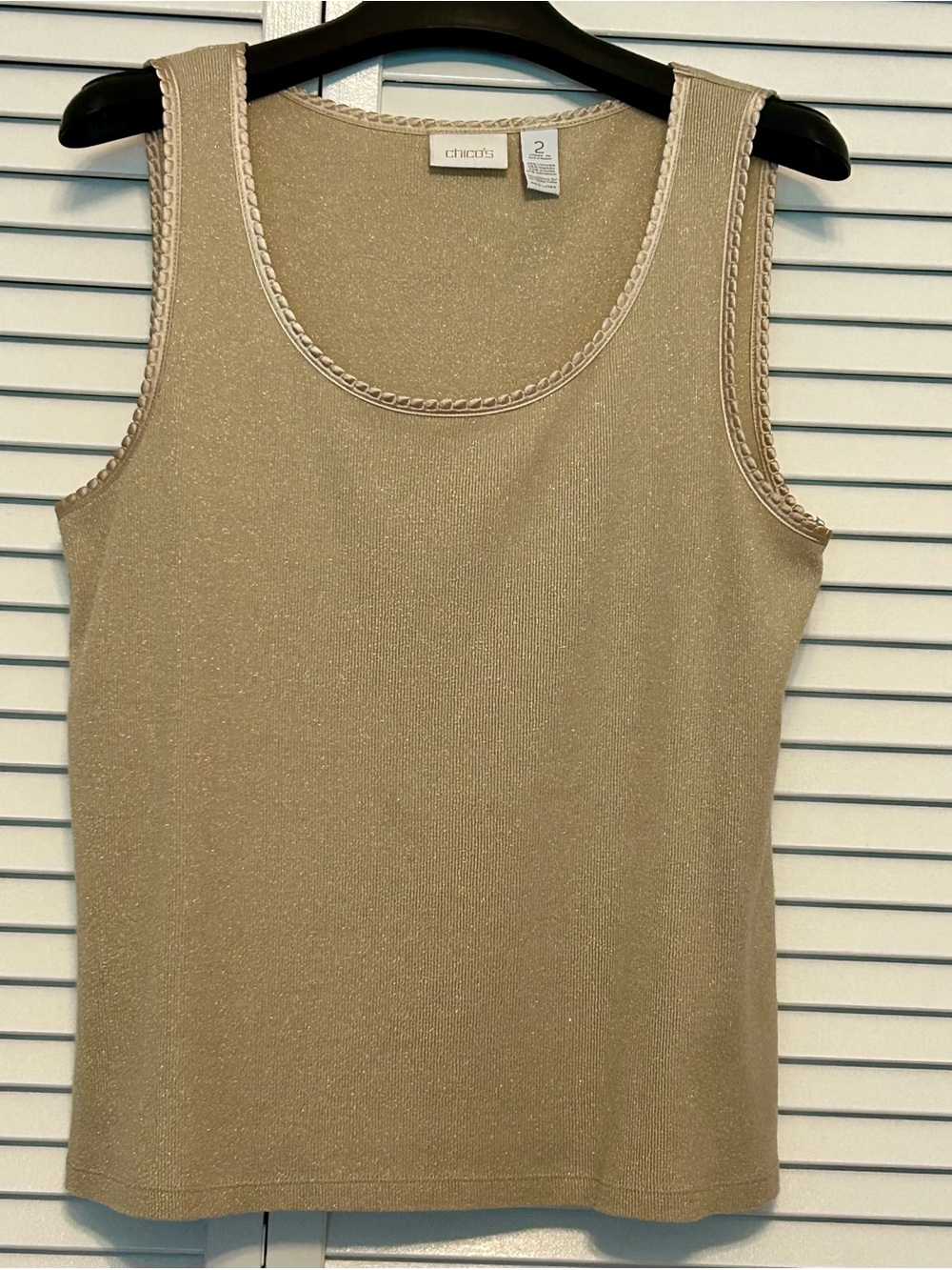 Chico's Shimmery Tan (Gold Toned) Metallic Tank
